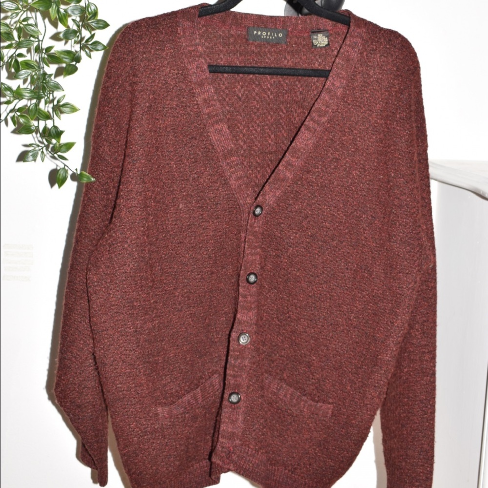 Burgundy Oversized Button Cardigan
